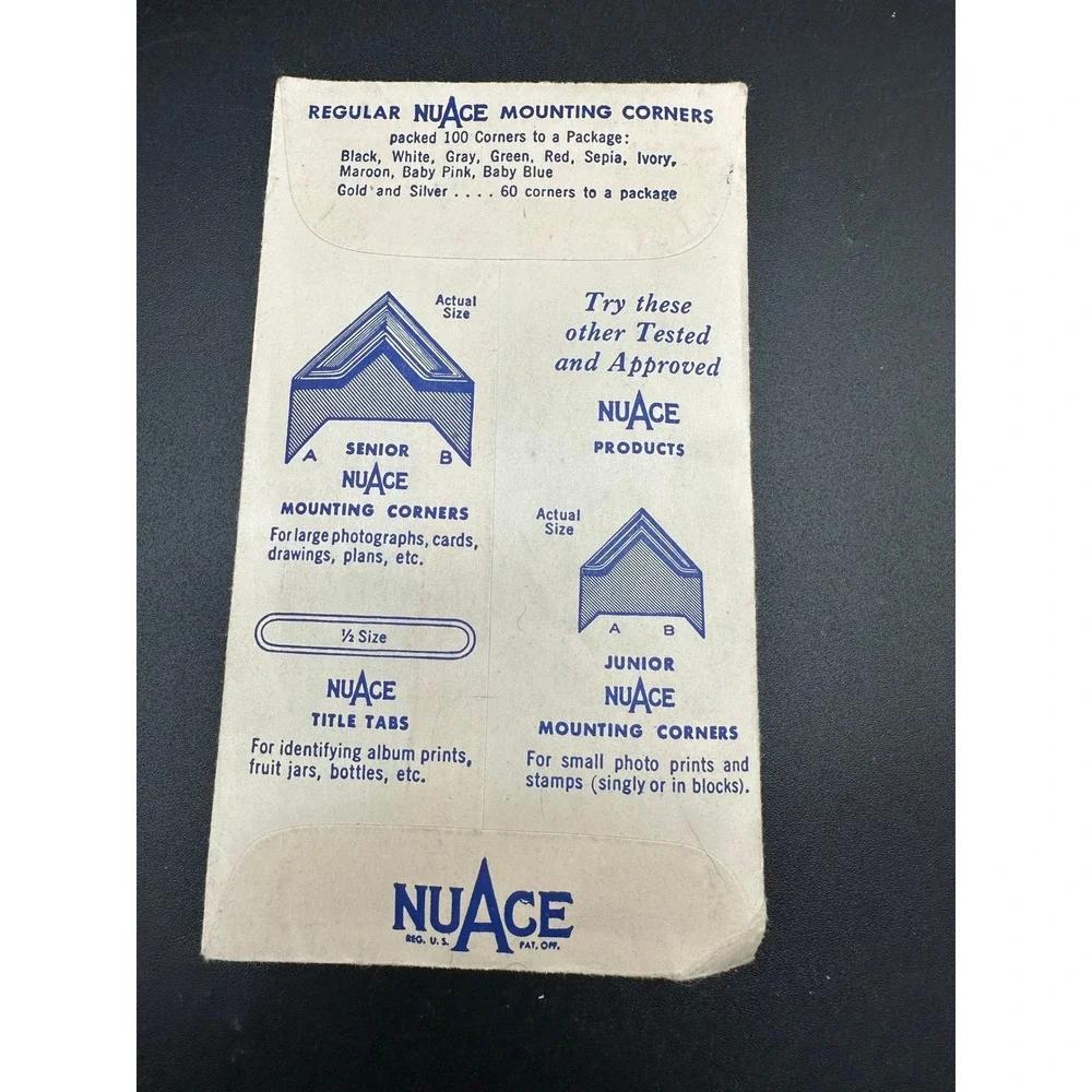 Vintage NuAce Regular Mounting Corners Silver Ace‎ Art Co Made in USA Retro 10c